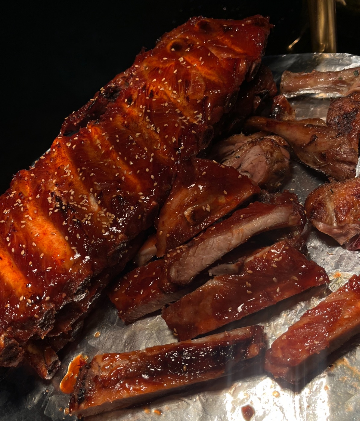 Glazed barbecue ribs prepared at home